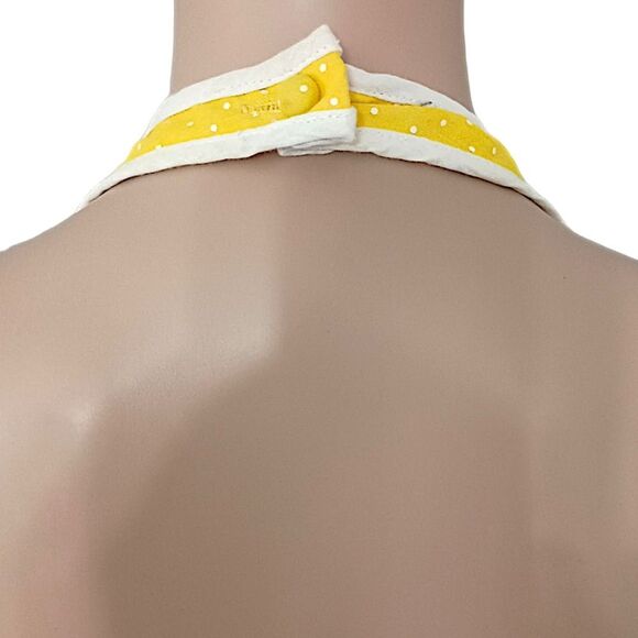 Vtg Maxi Dress Sz XS/S Hostess Halter Yellow White Polka Dot Sheer Overlay 70s - Picture 11 of 16